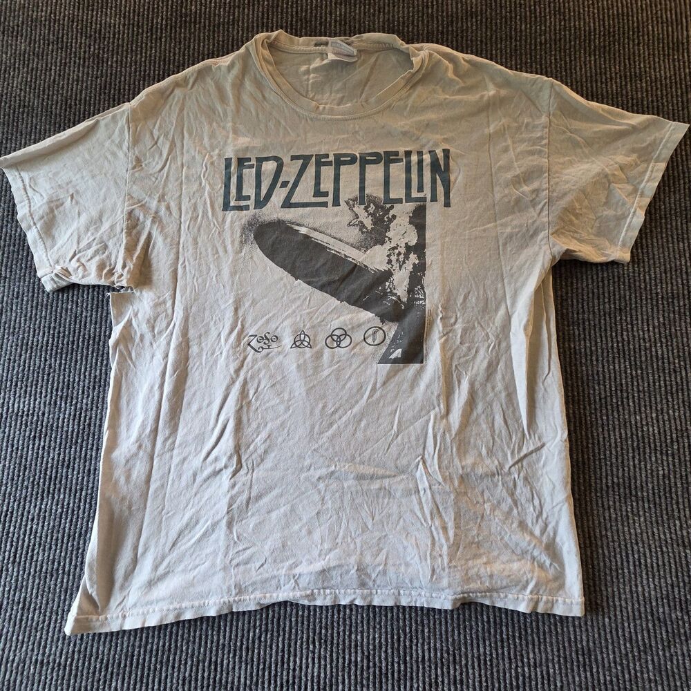 Vintage Led Zeppelin T-Shirt Adult XL White Hanes 2005 Myth Gem Band - Read